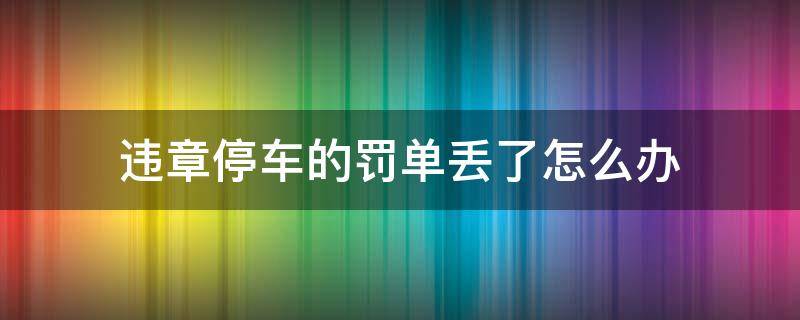 违章停车的罚单丢了怎么办 违章停车处罚单丢了怎么办