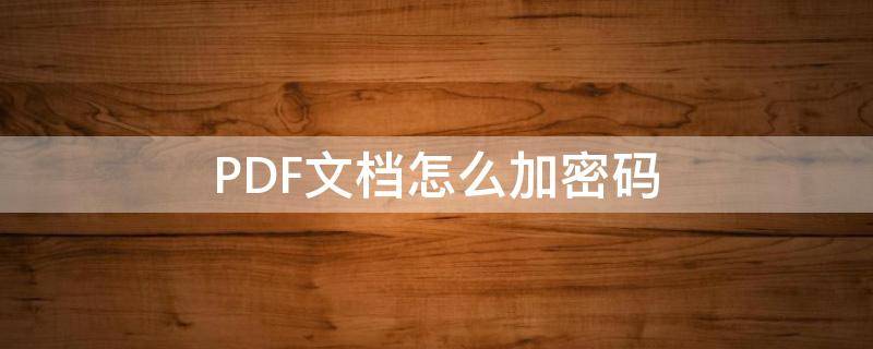 PDF文档怎么加密码 pdf文档怎样加密码