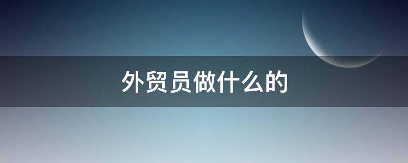 外贸员做什么的（外贸员的工作）