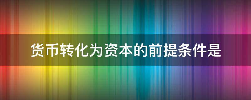 货币转化为资本的前提条件是 货币转化为资本的前提条件是劳动力成为商品