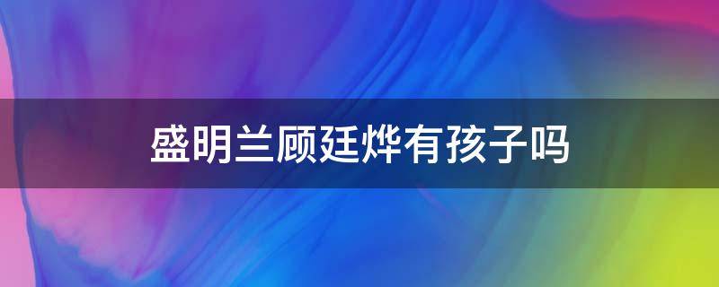 盛明兰顾廷烨有孩子吗（盛明兰和顾廷烨有几个孩子）