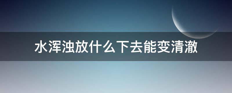 水浑浊放什么下去能变清澈（自来水浑浊放什么下去能变清澈）