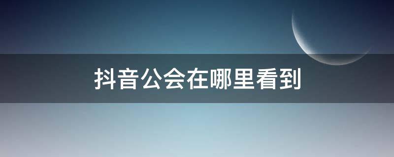 抖音公会在哪里看到 抖音公会在哪看的