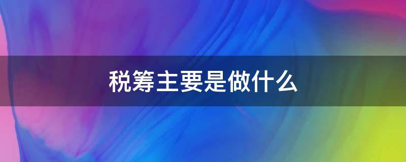 税筹主要是做什么 做税筹是什么意思