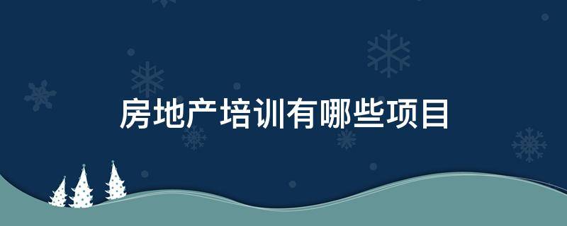 房地产培训有哪些项目 房地产企业培训有哪些课程