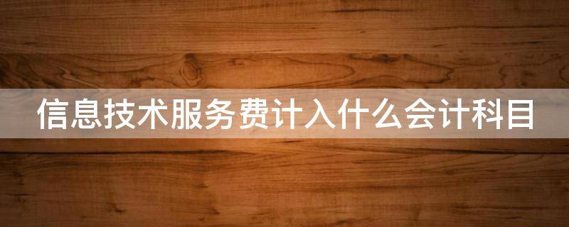 信息技术服务费计入什么会计科目 信息技术服务费计入什么会计科目车贷