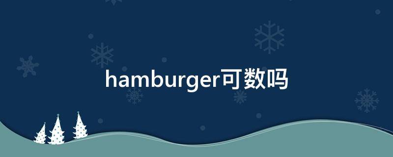 hamburger可数吗 hamburgers可数吗