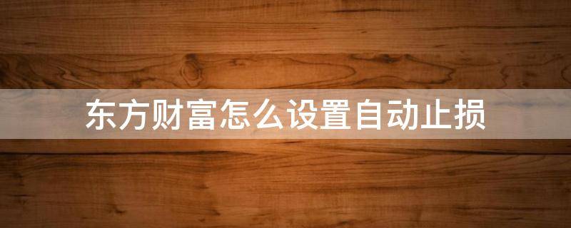 东方财富怎么设置自动止损（东方财富怎么设置自动止损卖出）