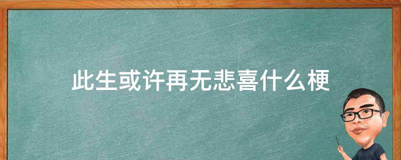 此生或许再无悲喜什么梗（或许此生不会再有悲喜）