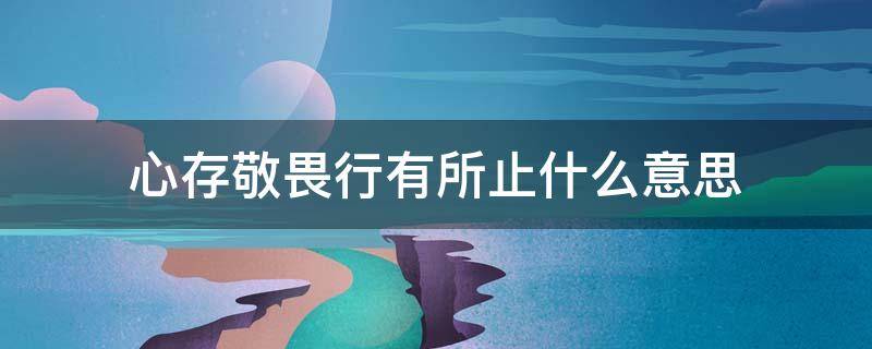 心存敬畏行有所止什么意思（心存敬畏、行有所止）