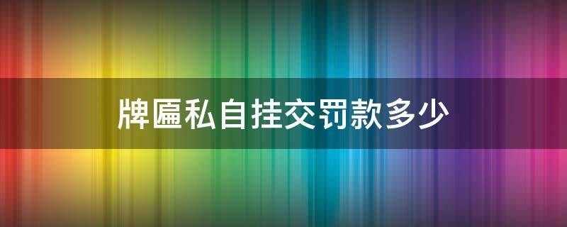 牌匾私自挂交罚款多少（违规牌匾处罚金额）