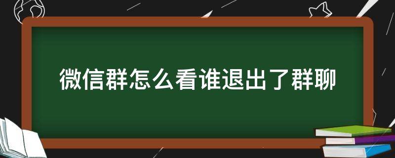 微信群怎么看谁退出了群聊（微信群怎么看谁退出了群聊时间）