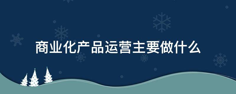商业化产品运营主要做什么 什么叫商业化运营