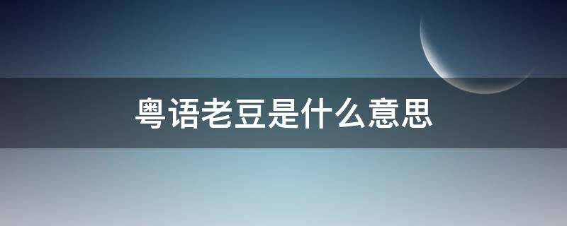粤语老豆是什么意思（老豆是粤语吗）