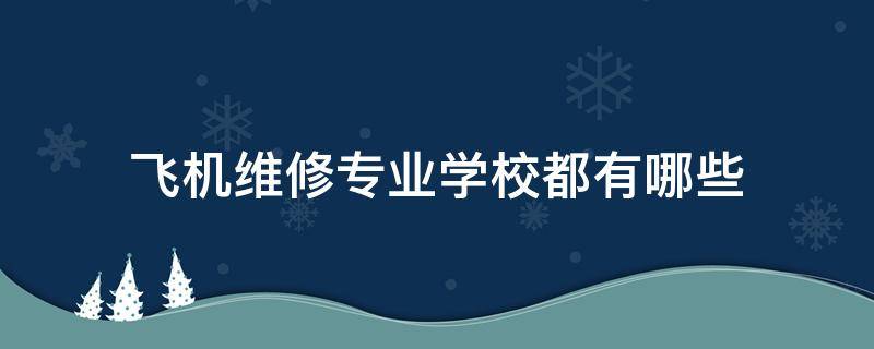 飞机维修专业学校都有哪些（飞机维修专业学校排名）