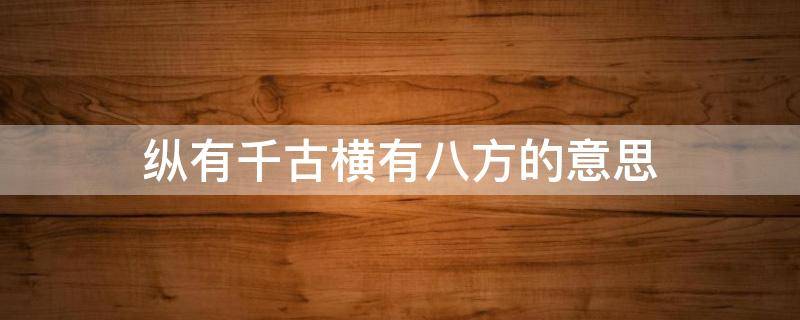 纵有千古横有八方的意思（纵有千古,横有八荒）