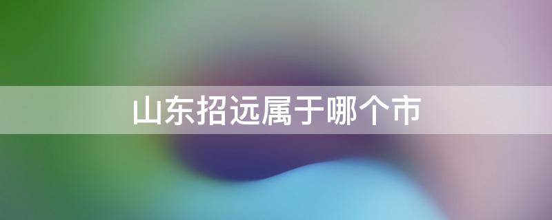 山东招远属于哪个市（山东招远属于哪个市?有飞机场吗?）