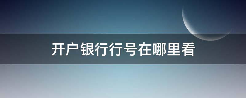 开户银行行号在哪里看 银行的开户行行号在哪里看