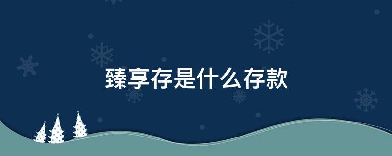 臻享存是什么存款 什么叫臻享存款