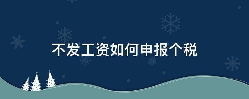 不发工资如何申报个税 不发工资怎么申报个税