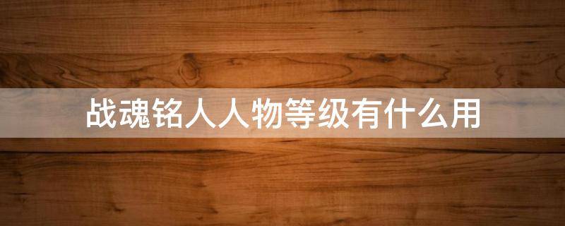 战魂铭人人物等级有什么用（战魂铭人人物强度）