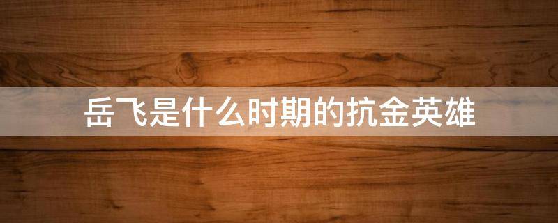 岳飞是什么时期的抗金英雄（抗金英雄岳飞所处的时代）