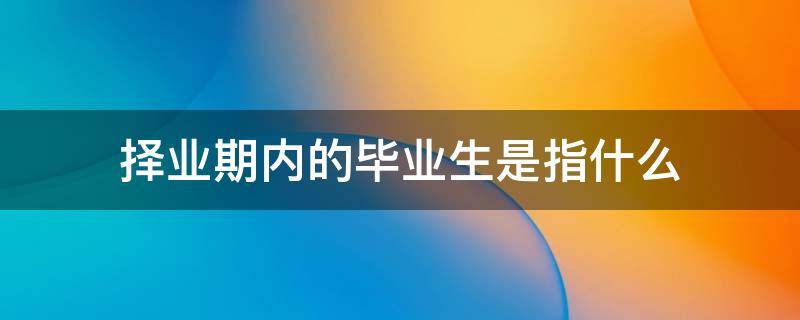 择业期内的毕业生是指什么 择业期高校毕业生指的是?