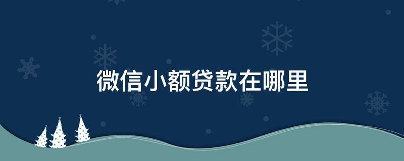 微信小额贷款在哪里（小微信贷现在可以去哪里贷款）