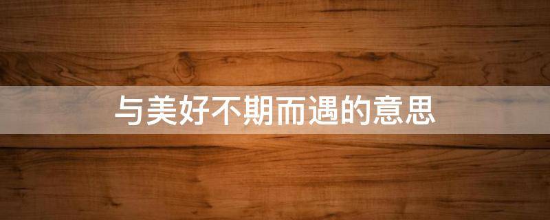与美好不期而遇的意思 与美好不期而遇的意思是什么