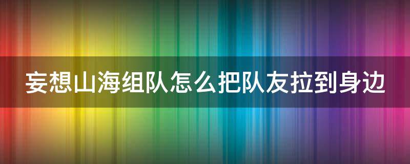妄想山海组队怎么把队友拉到身边（妄想山海组队怎么把人拉到旁边）