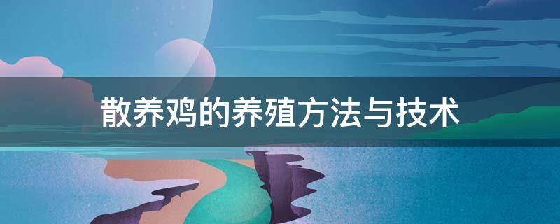 散养鸡的养殖方法与技术（散养公鸡的养殖方法）
