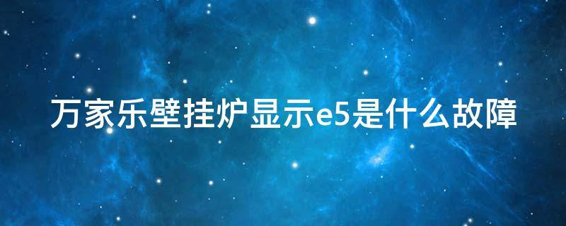 万家乐壁挂炉显示e5是什么故障 万家乐壁挂炉e5是什么故障代码