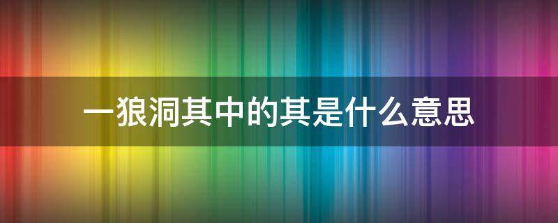 一狼洞其中的其是什么意思（一狼洞其中洞的意思是什么）