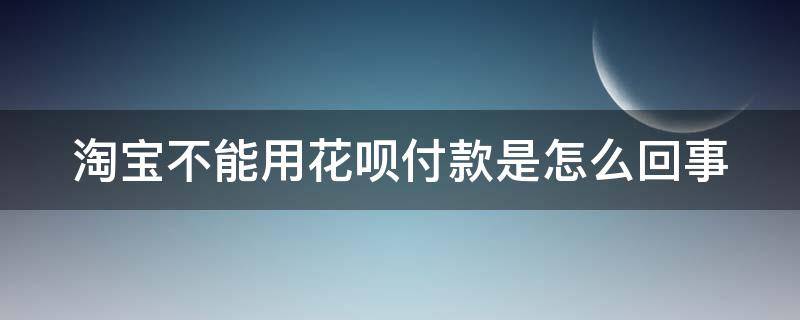 淘宝不能用花呗付款是怎么回事（淘宝不能使用花呗支付是什么原因）