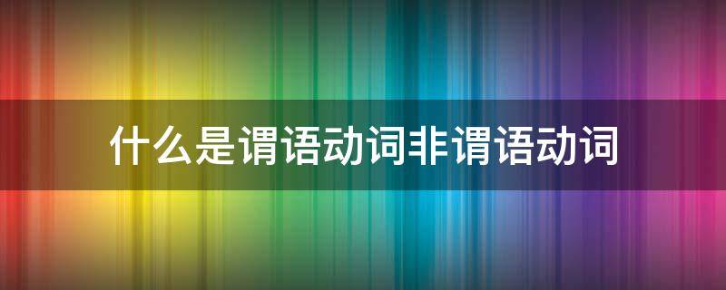 什么是谓语动词非谓语动词 谓语动词和非谓语动