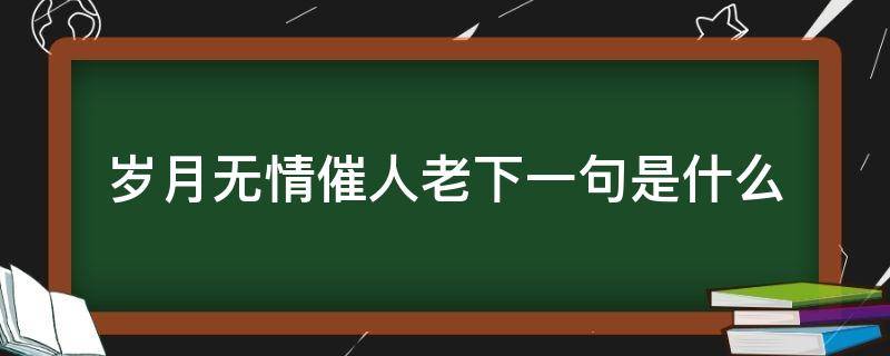 岁月无情催人老下一句是什么 岁月无情催人老下一句是什么 音乐