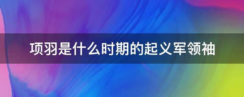 项羽是什么时期的起义军领袖 项羽是什么时候的起义领袖