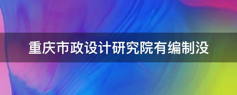 重庆市政设计研究院有编制没 重庆市市政设计研究院是国企吗