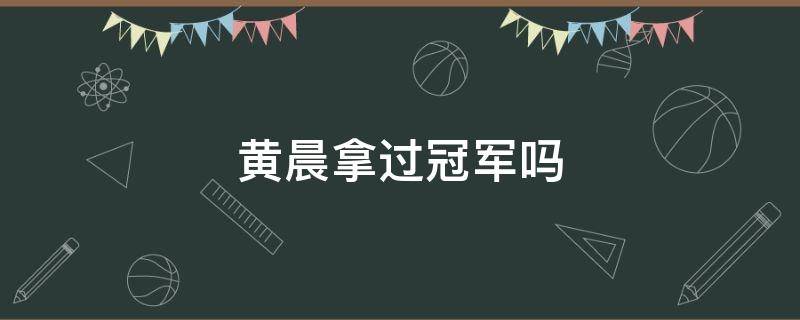 黄晨拿过冠军吗 黄晨进过国家队吗