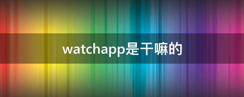 watchapp是干嘛的（apple watch app是什么）
