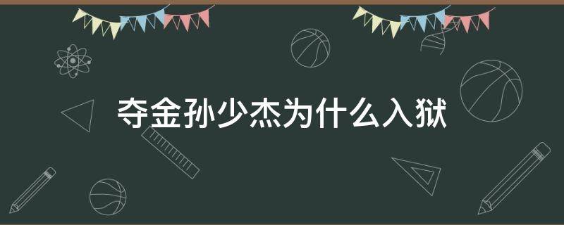 夺金孙少杰为什么入狱 夺金孙少杰怎么入狱的