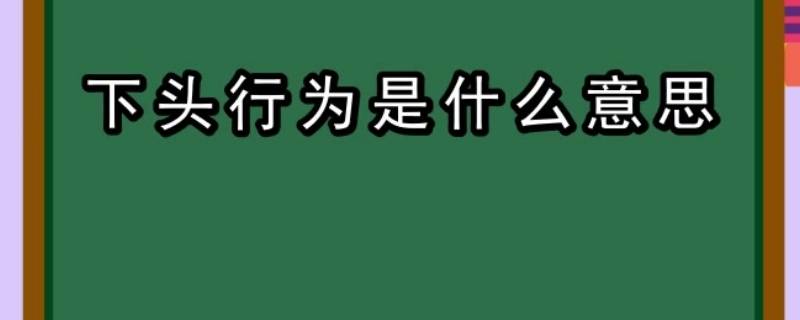 下头行为是什么意思 下头的行为是什么意思