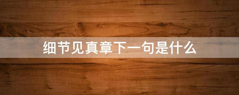 细节见真章下一句是什么（细节里见真章）