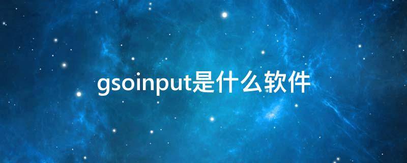 gsoinput是什么软件（gsoinput是什么程序）
