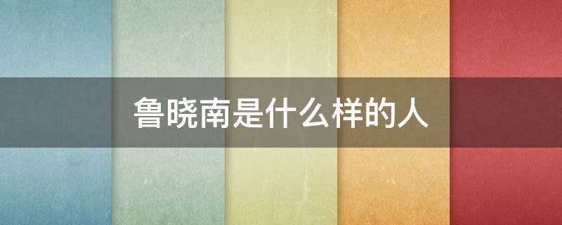 鲁晓南是什么样的人 鲁晓南其人