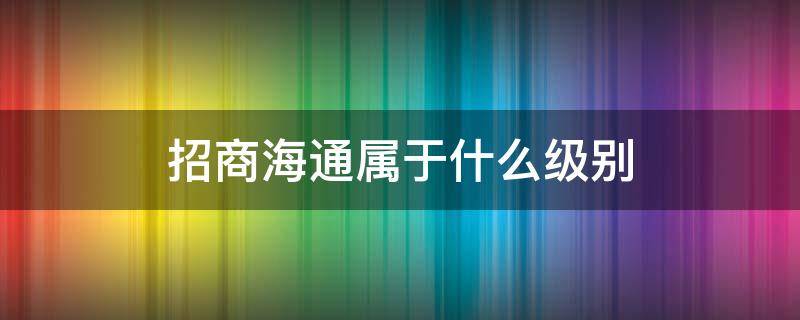 招商海通属于什么级别（招商海通怎么样）