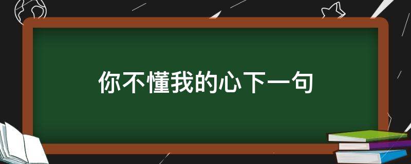 你不懂我的心下一句 我真不懂你的心下一句