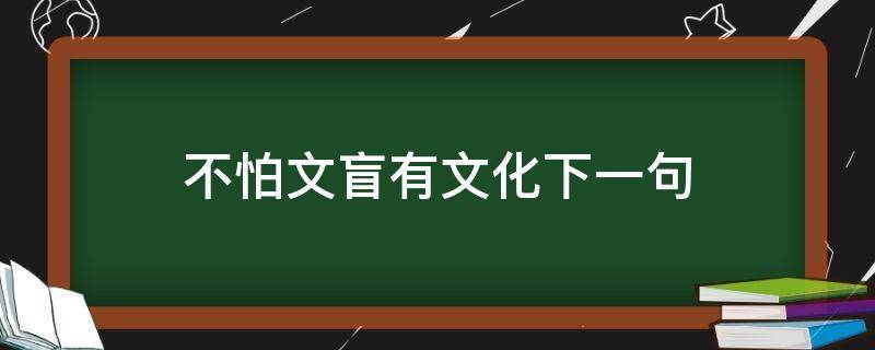 不怕文盲有文化下一句（就怕文盲有文化前一句）