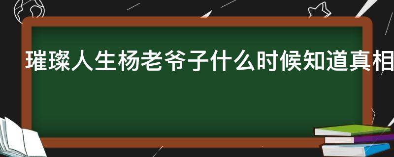 璀璨人生杨老爷子什么时候知道真相 璀璨人生杨董事长结局