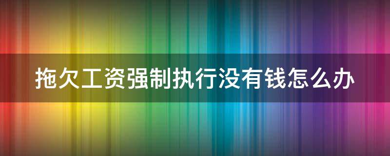 拖欠工资强制执行没有钱怎么办（拖欠工资强制执行没有钱怎么办呢）